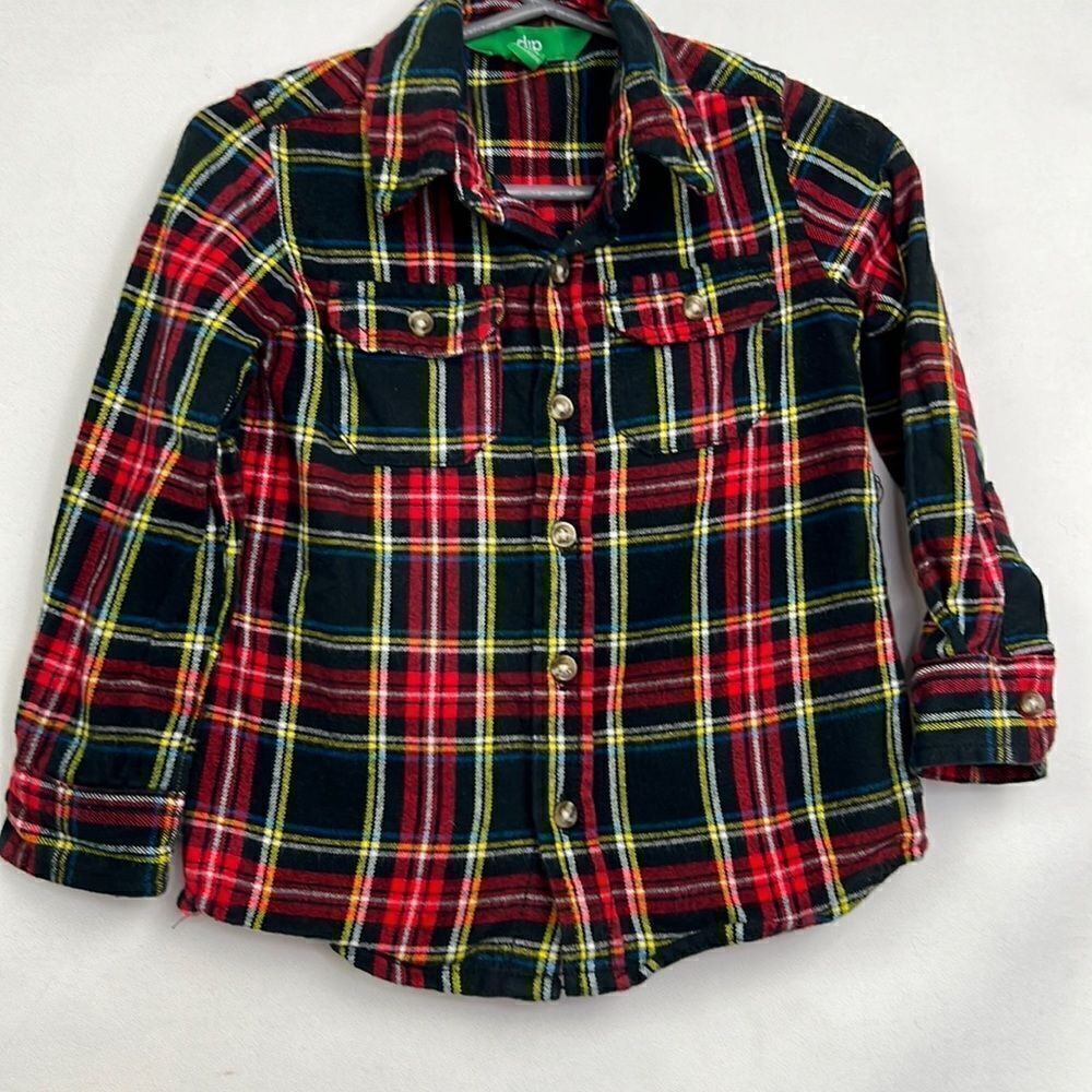 Dip Plaid flannel button up shirt size 2T EUC